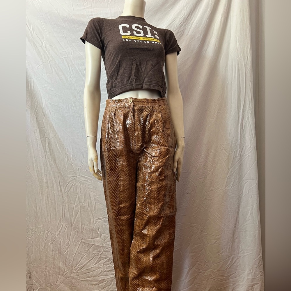 Vintage 80’s real snake skin Elodia high waisted whip snake leather pants